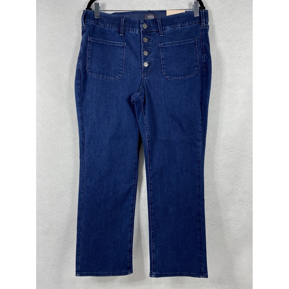 NYDJ Marilyn Straight Jeans Women's Size 0X Blue Ankle  Denim Elastic Waist New